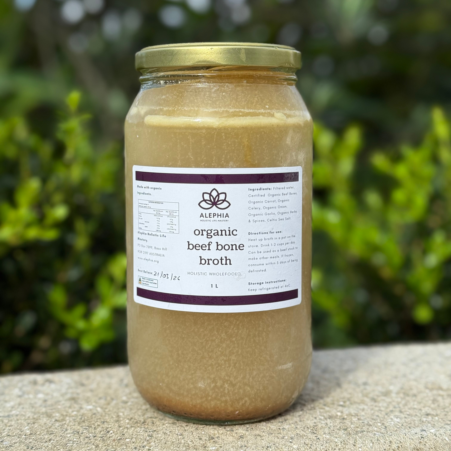 Alehpia Organic Beef Bone Broth 1L
